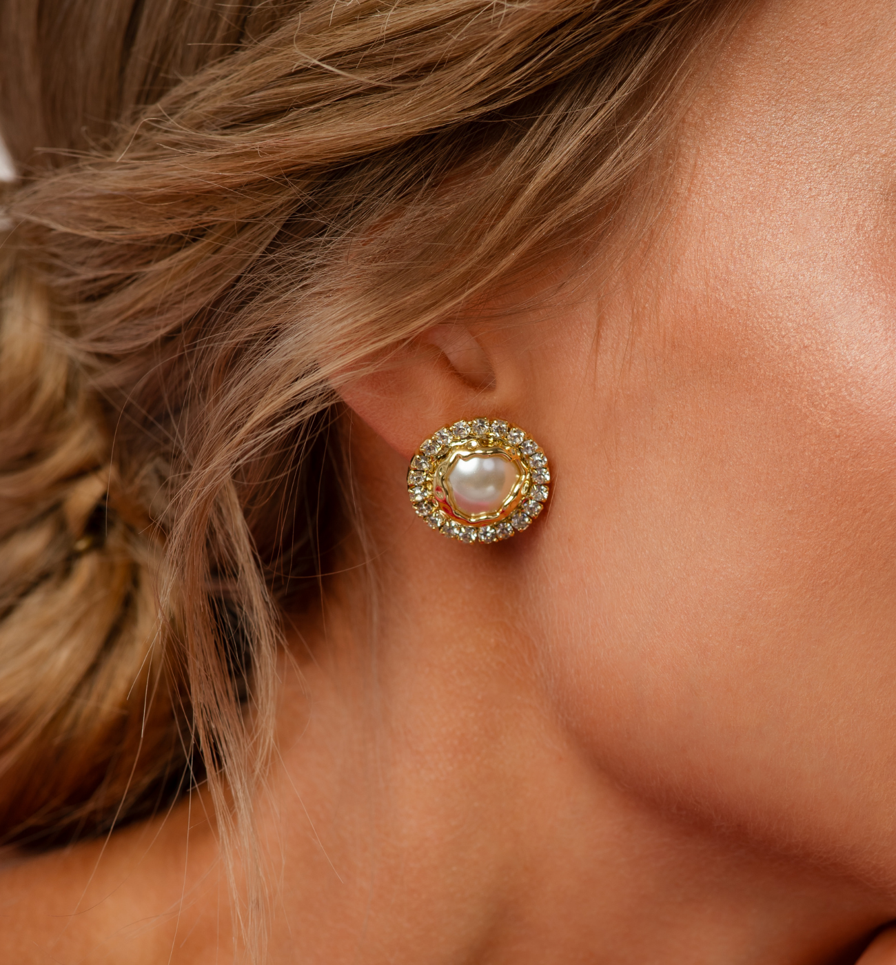 Kolczyki z perłami i cyrkoniami złote - By Dziubeka