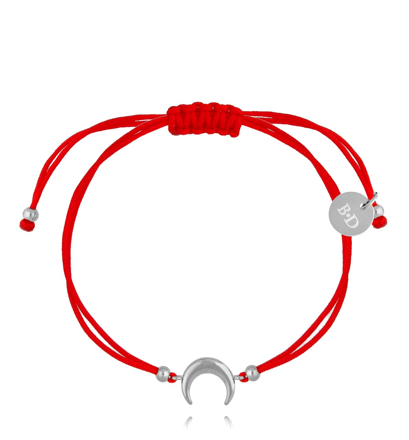 Bransoletka srebrna z czerwonym sznurkiem i księżycem Girls Night BGL0668 - By Dziubeka