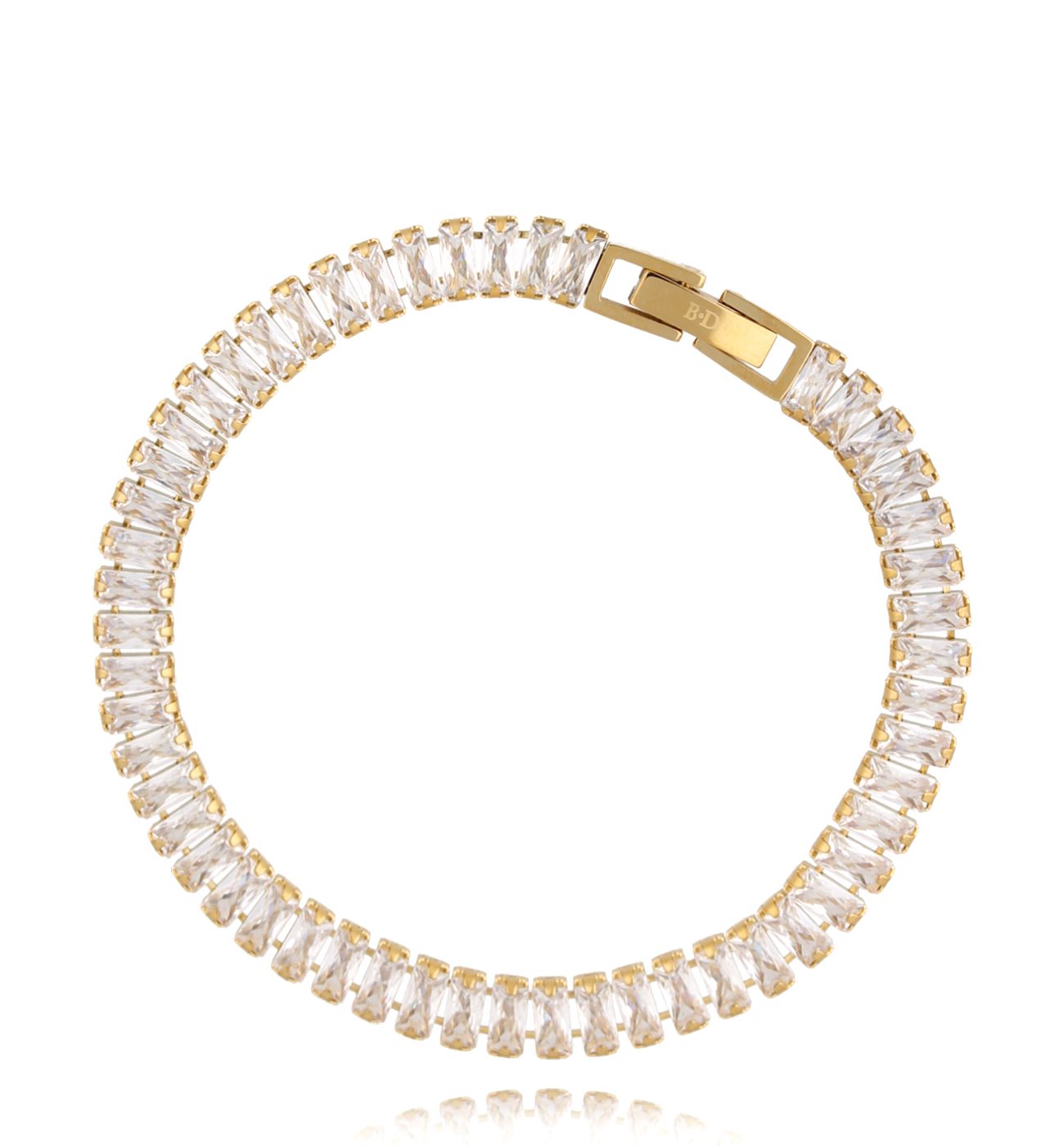 Bransoletka tenisowa złota z kryształkami Look Fantastic - By Dziubeka