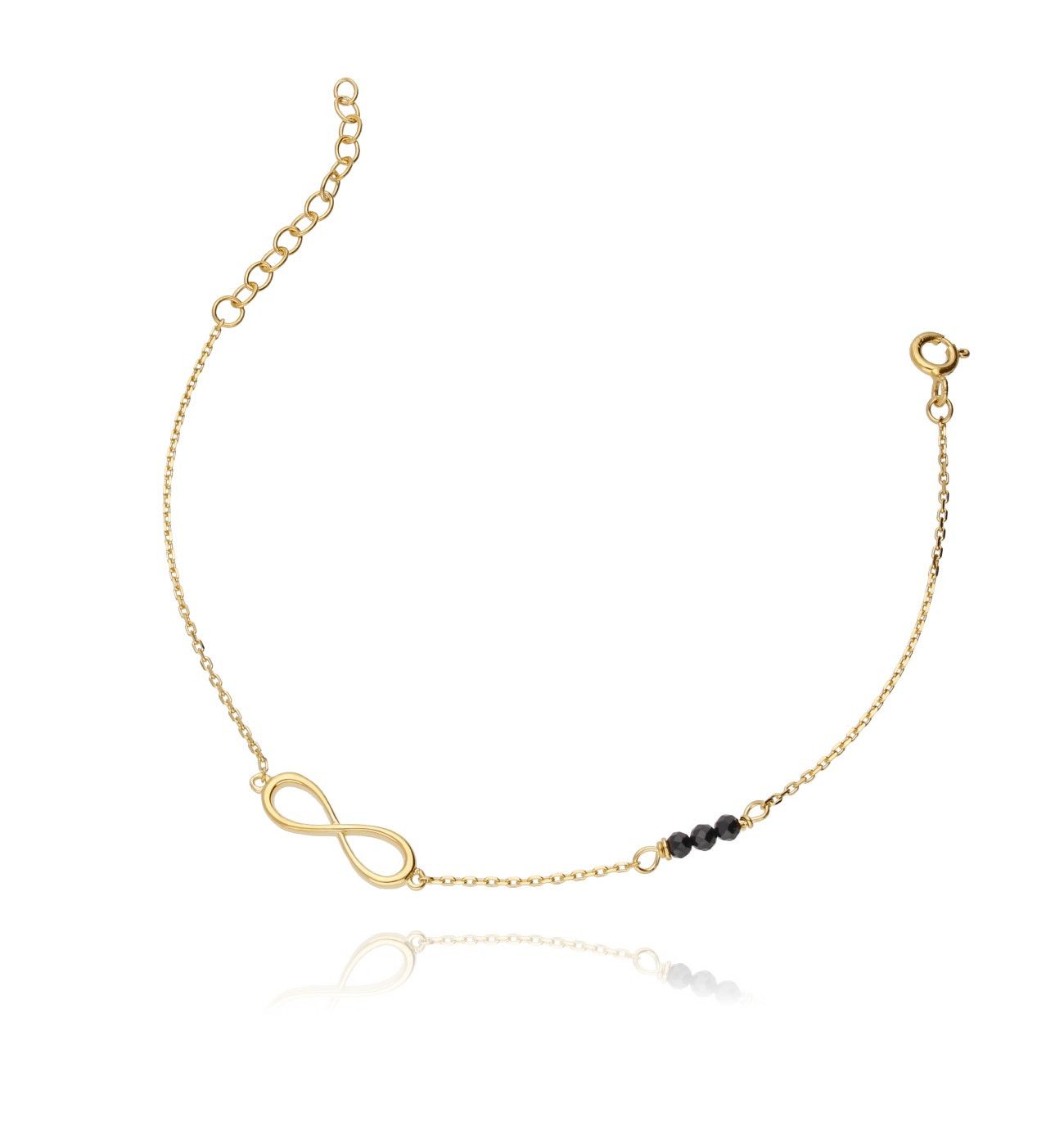 Bransoletka ze srebra pozłacanego z kryształkami nieskończoność - By Dziubeka