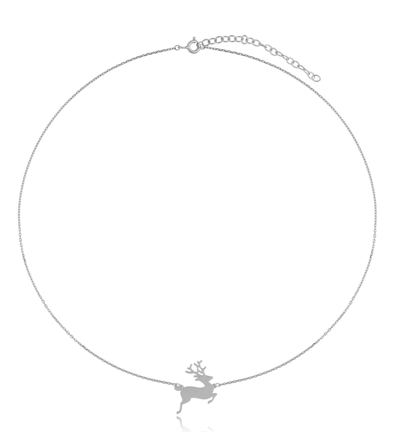Naszyjnik srebrny z reniferem I Love Christmas - By Dziubeka