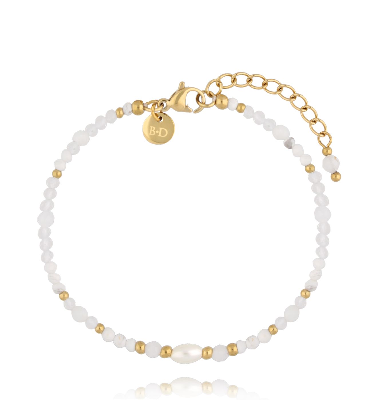 Bransoletka biała z kamieniami naturalnymi - By Dziubeka