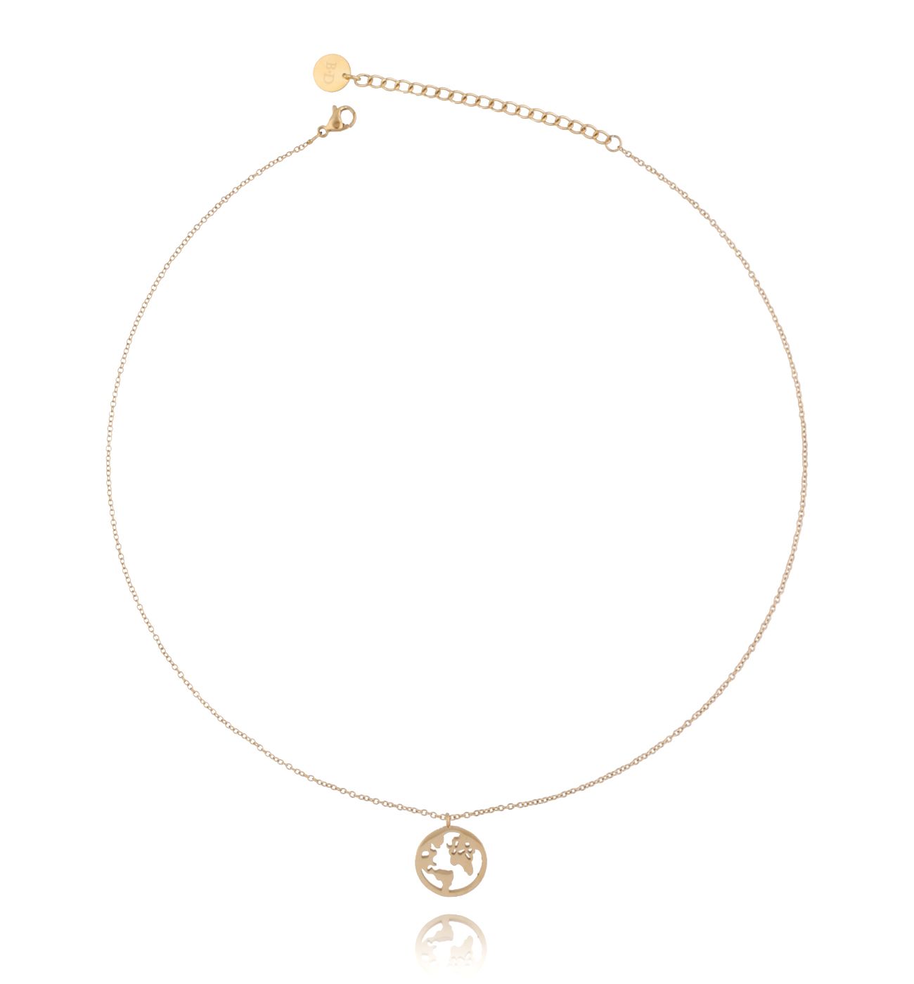Naszyjnik złoty z Ziemią ze stali szlachetnej NSA0111