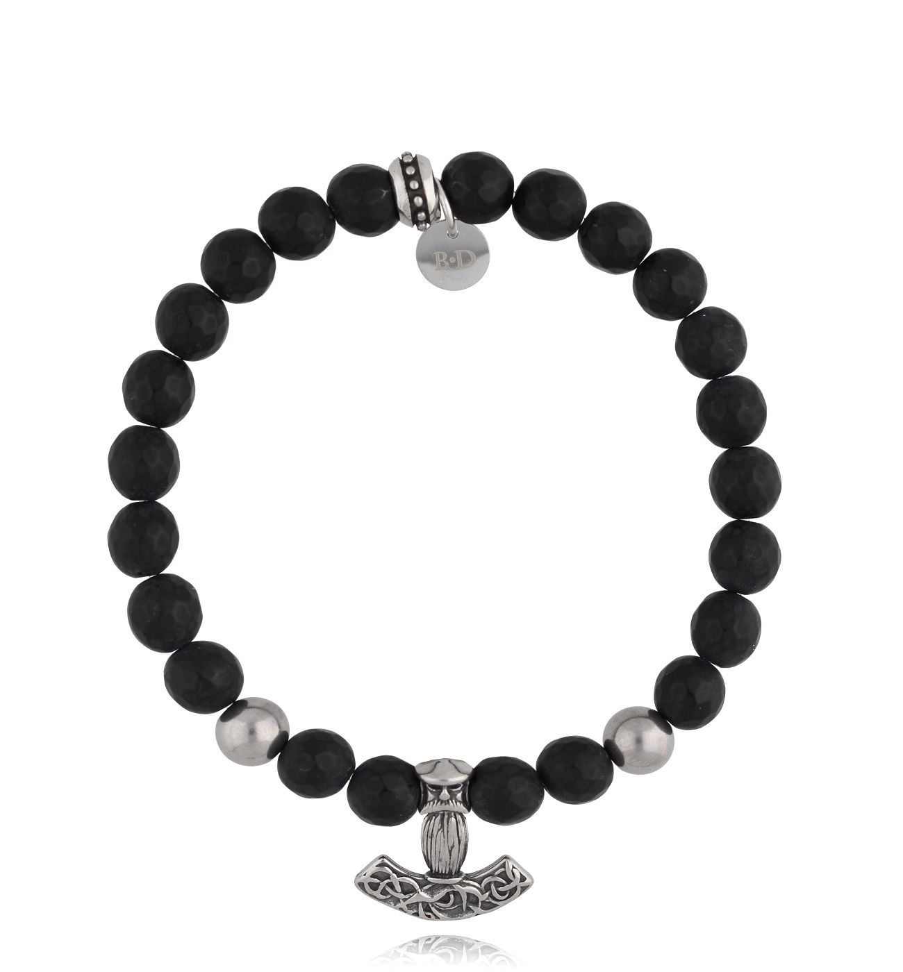 Bransoletka męska z agatami i młotem Thora BMITC0699