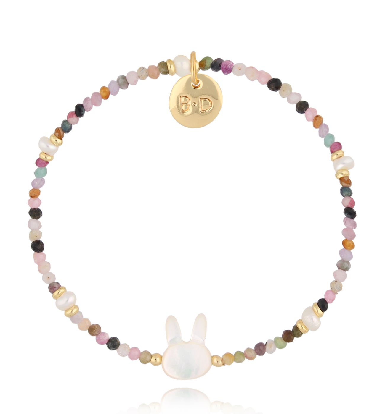 Bransoletka z króliczkiem i turmalinami dla córki - By Dziubeka