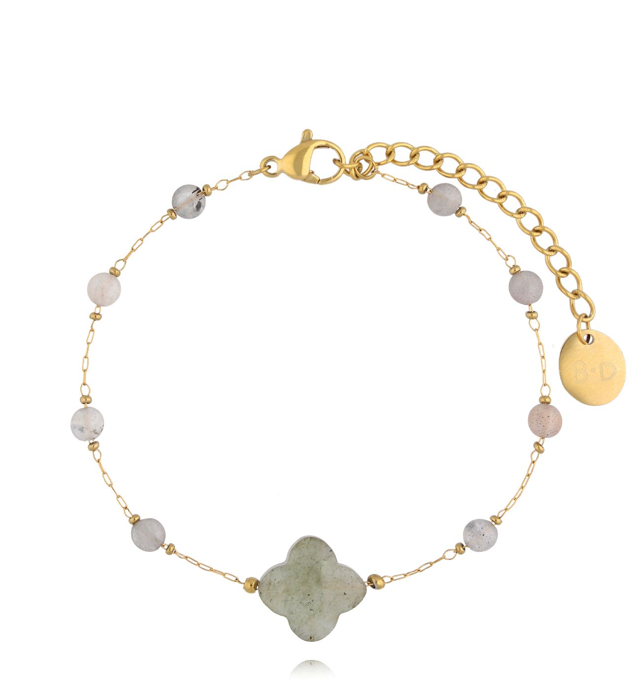 Bransoletka z koniczynką i labradorytami - By Dziubeka