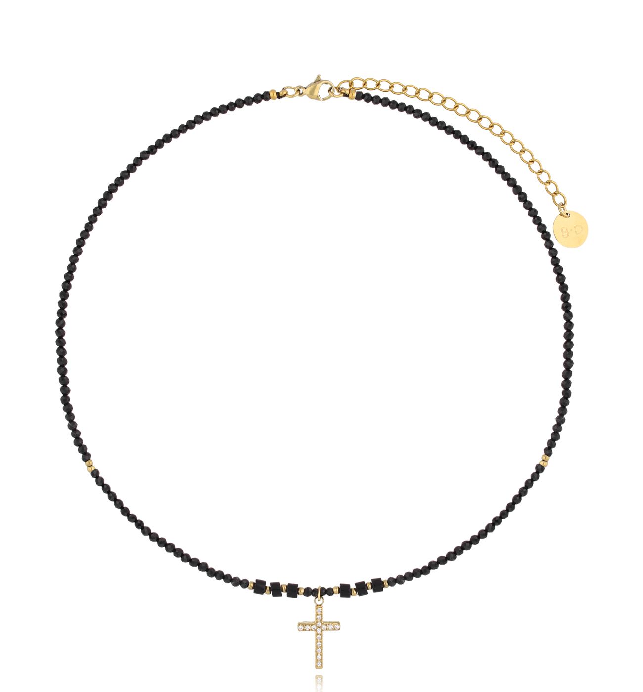 Naszyjnik z turmalinami i złotym krzyżykiem Reflections - By Dziubeka