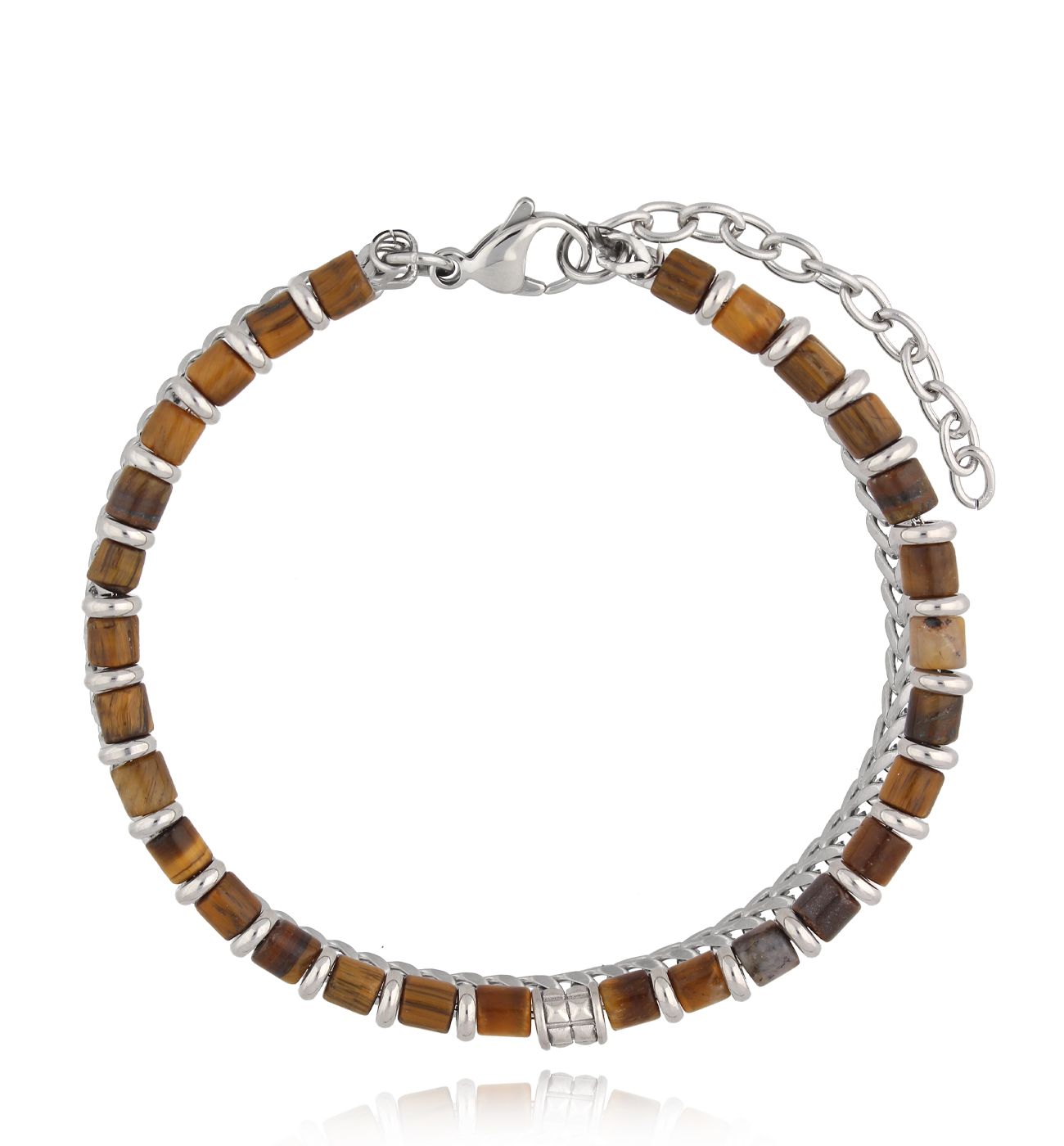 Bransoletka męska z tygrysim okiem i łańcuchem Raudebjorn 20 - By Dziubeka