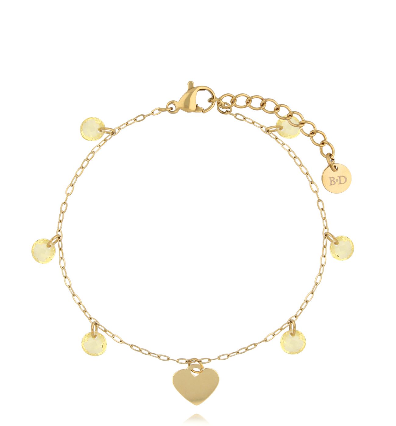 Bransoletka złota z kryształkami i sercami BSY0126