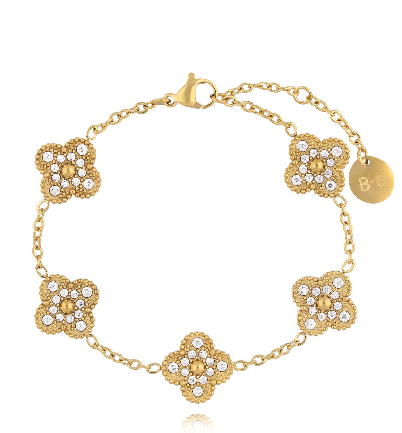 Bransoletka z koniczynkami z cyrkoniami złota BSY0216