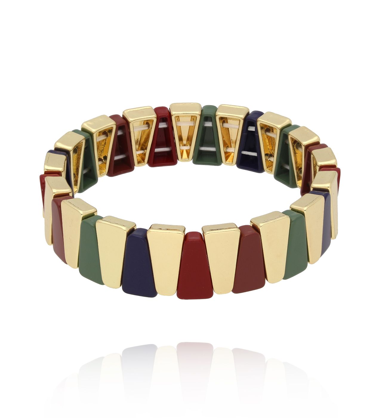 Bransoletka granatowo zielono bordowa geometryczna BCR0063
