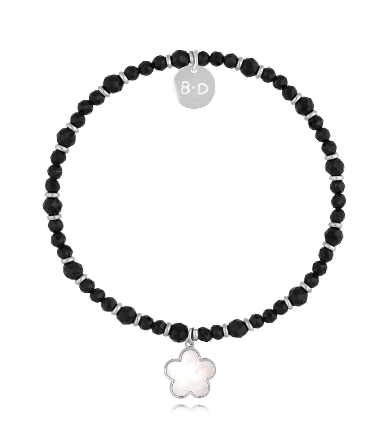 Bransoletka z turmalinami i kwiatuszkiem - By Dziubeka