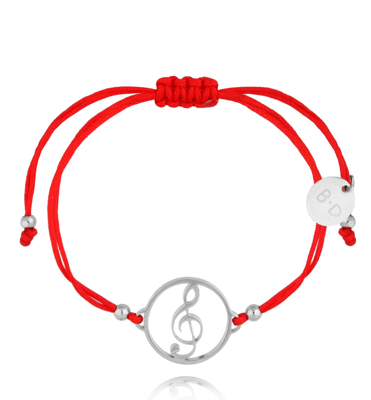 Bransoletka czerwona ze srebrną nutką Musicale BGL0887 - By Dziubeka