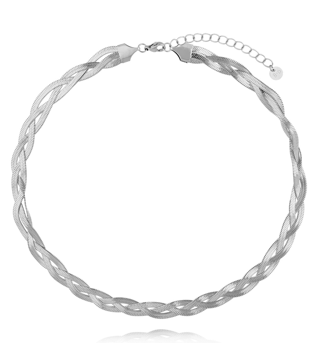 Naszyjnik żmijka pleciona srebrna NSY0645