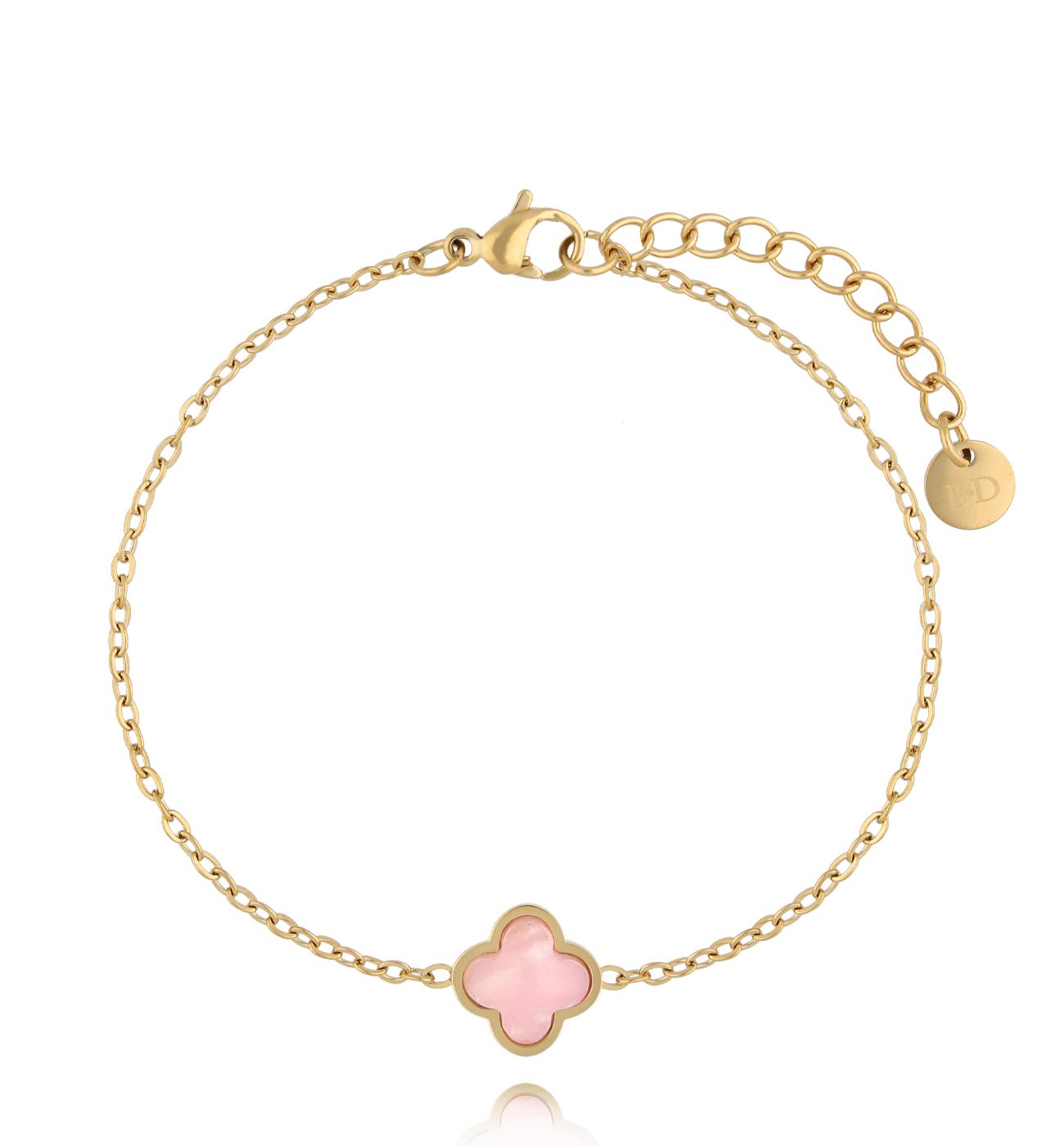 Bransoletka z koniczynką z kwarcem różowym Pink Chick BSA0752