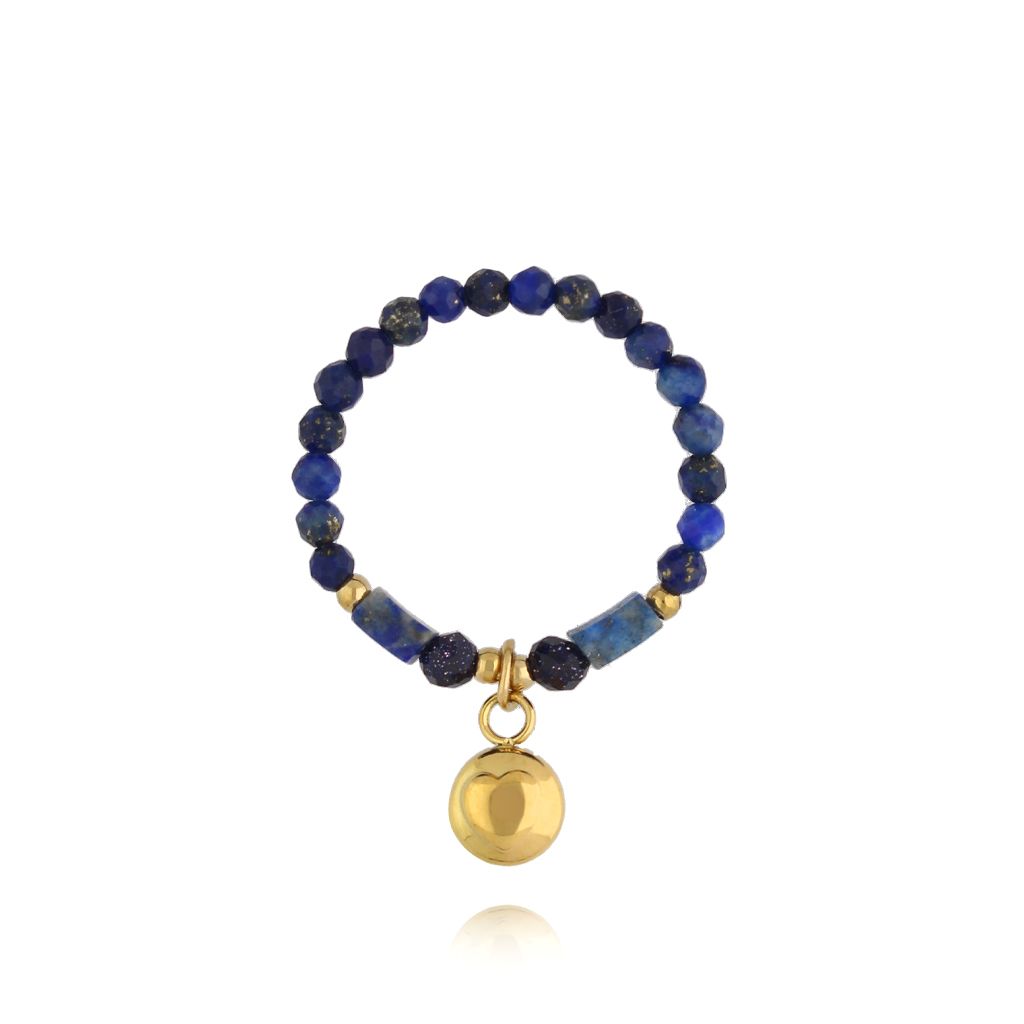 Pierścionek elastyczny z lapisami - By Dziubeka