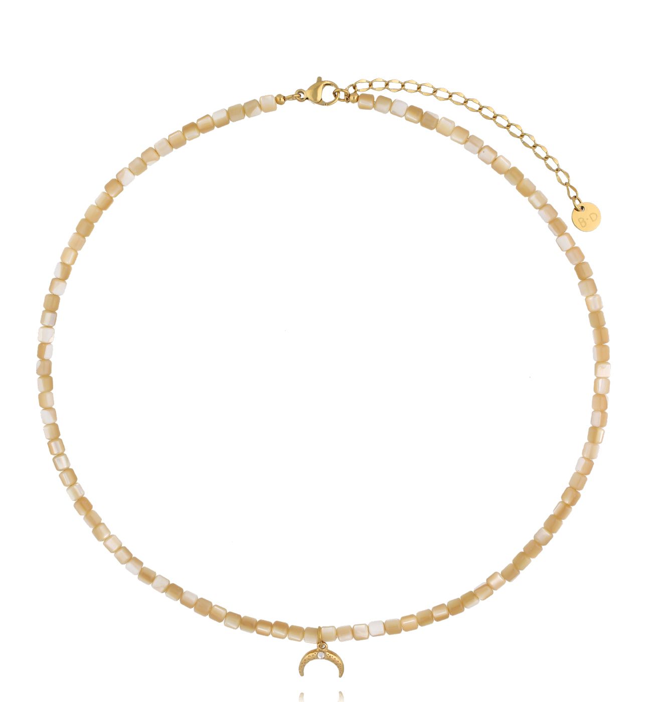 Naszyjnik beżowy z zawieszka księżycem NPA1409