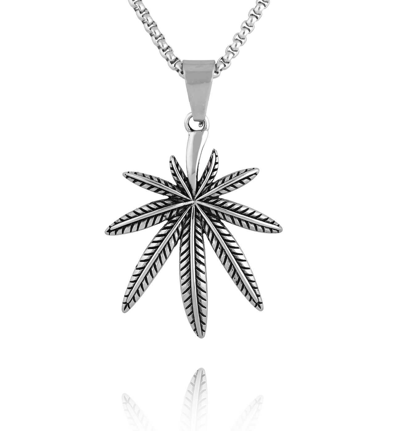 Naszyjnik męski z liściem konopi - By Dziubeka