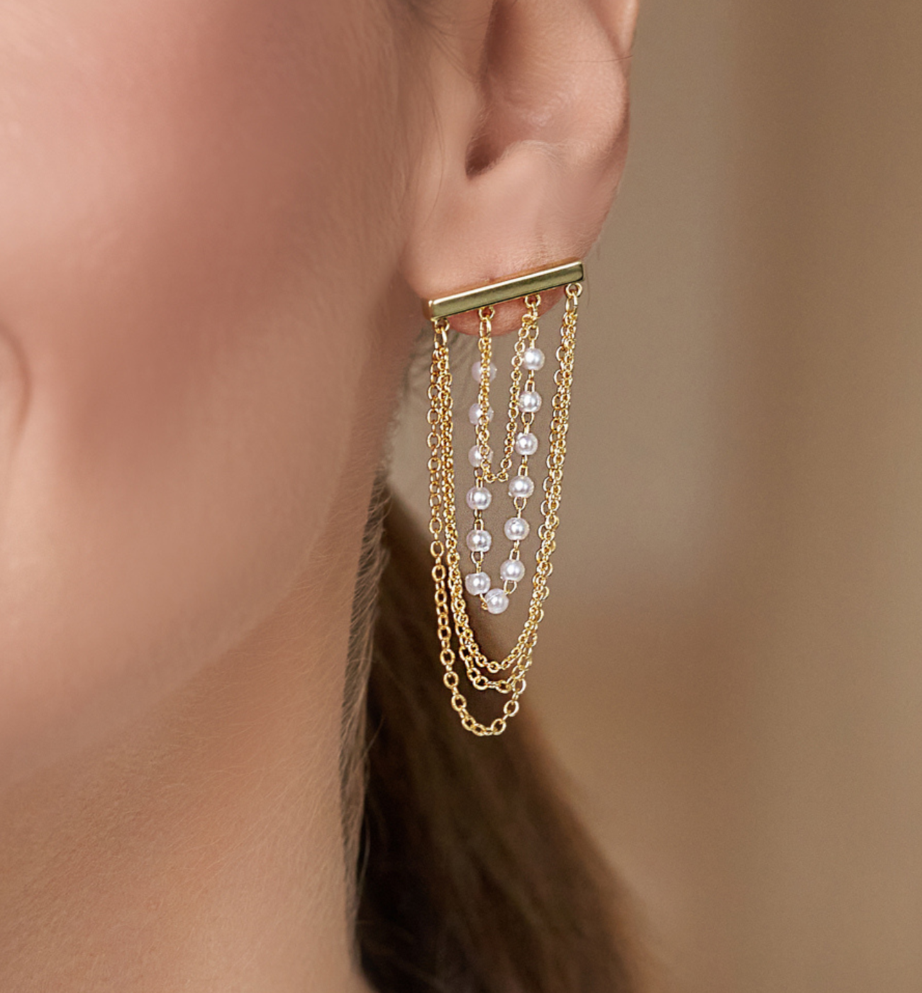 Kolczyki perłowo złote Koa KSS1206