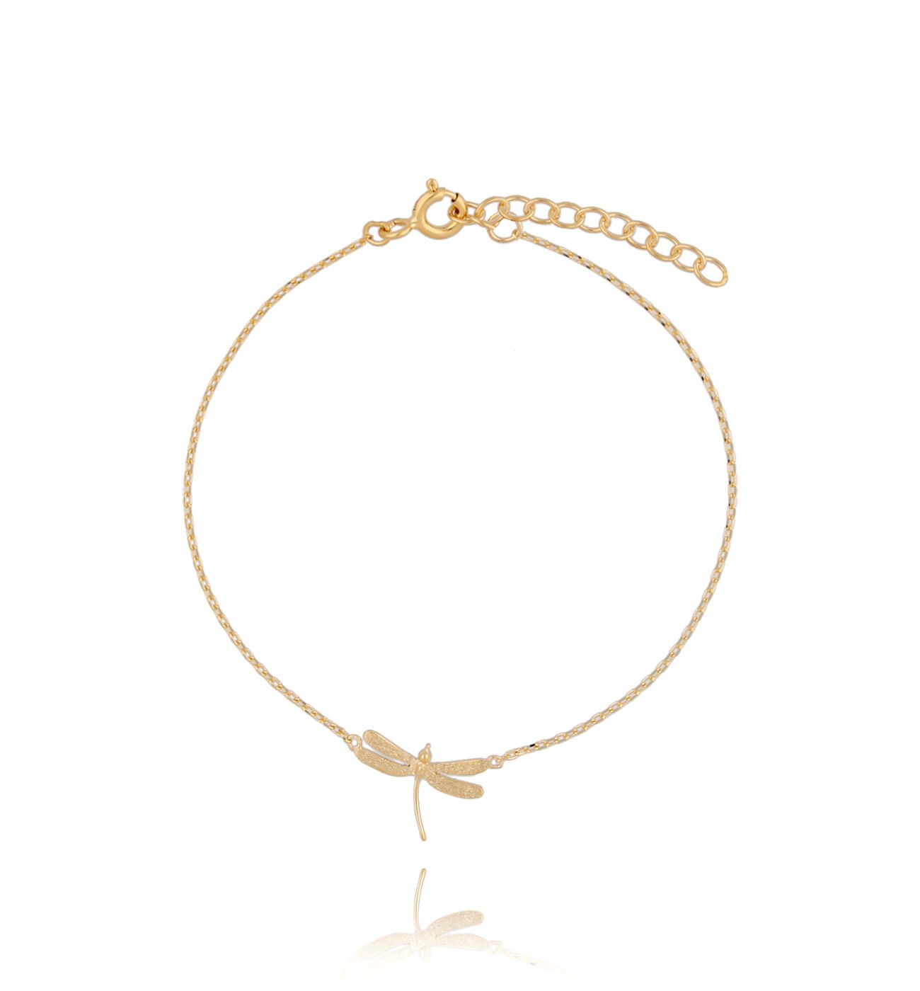 Bransoletka srebrna pozłacana z ważką - By Dziubeka