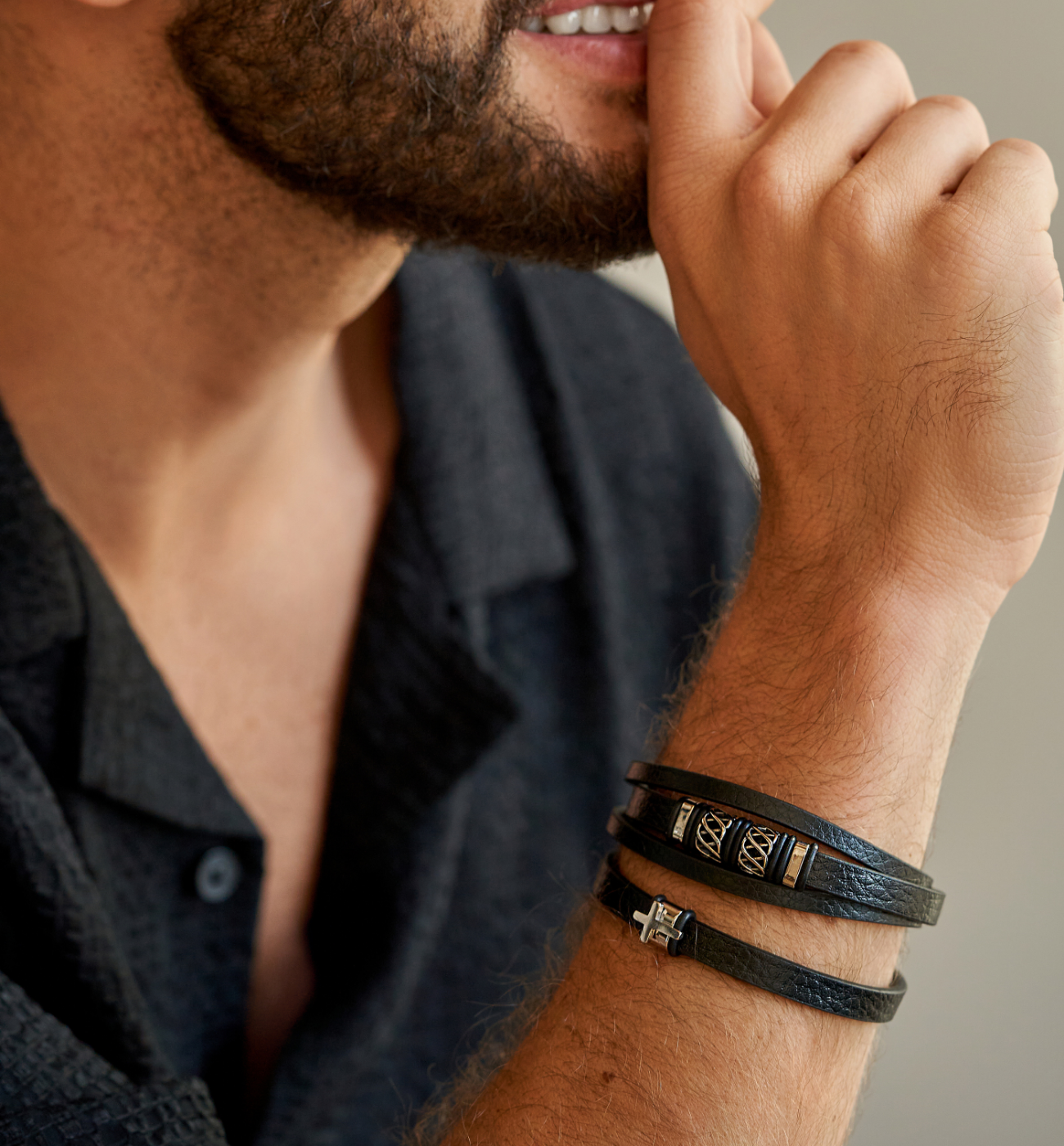 Bransoletka męska skórzana Manni BMITC0550