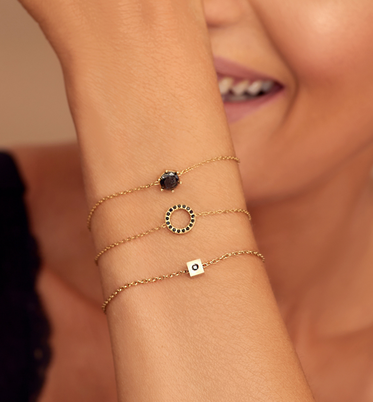 Bransoletka złota z kółeczkiem ze stali szlachetnej - By Dziubeka