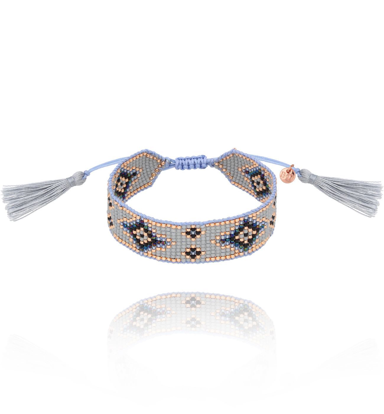 Bransoletka szara z różowym złotem Intrecciato BSC1930