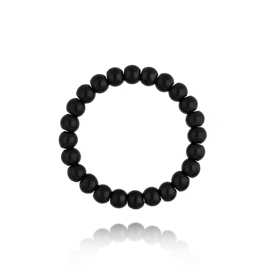 Pierścionek z kulkami czarny Tierra PSC0373