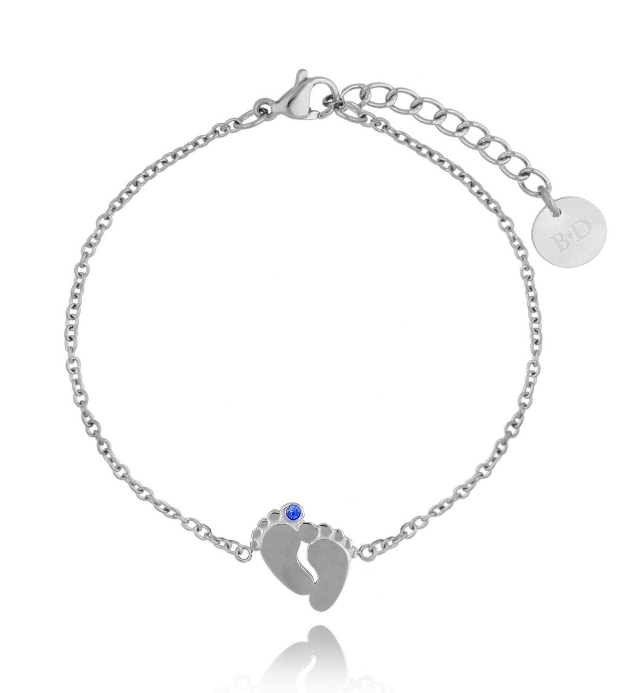 Bransoletka ze stópkami ze stali szlachetnej srebrna BSA0142