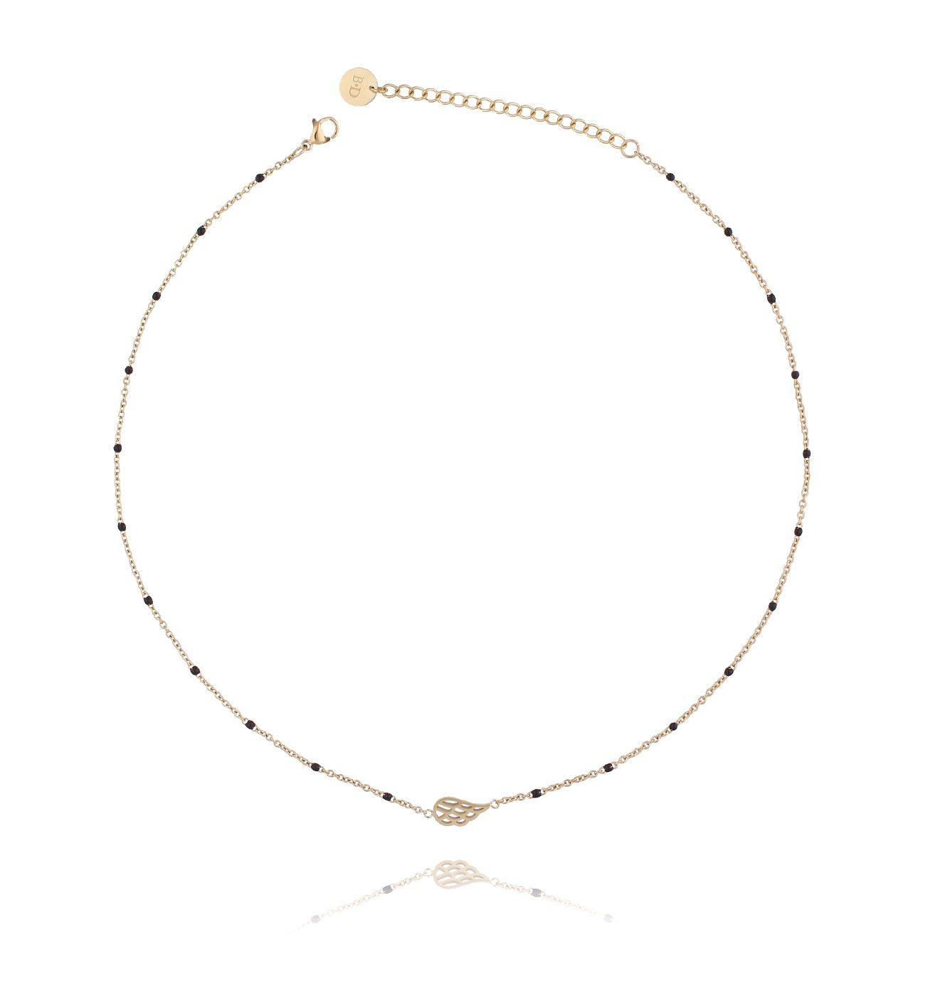 Naszyjnik złoty ze skrzydełkiem ze stali szlachetnej - By Dziubeka