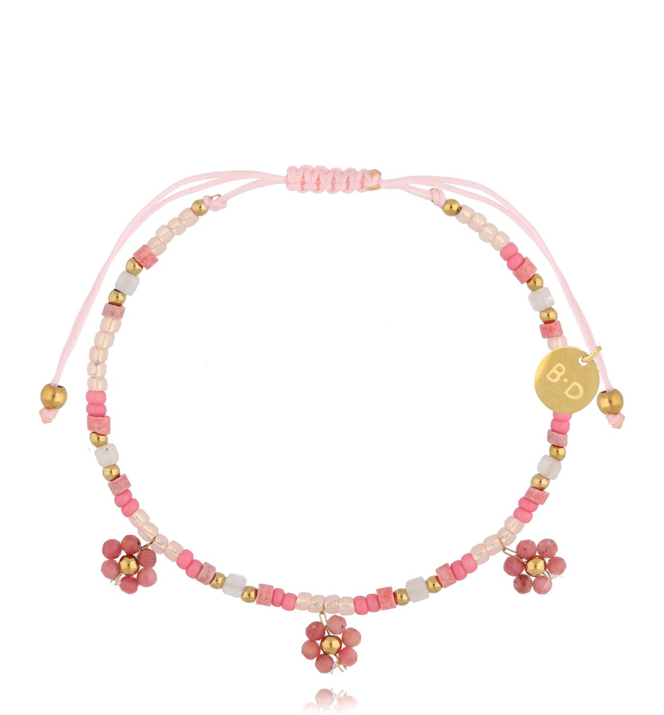 Bransoletka z kwarcami różowymi i rodonitami Stone Flowers BMT0255