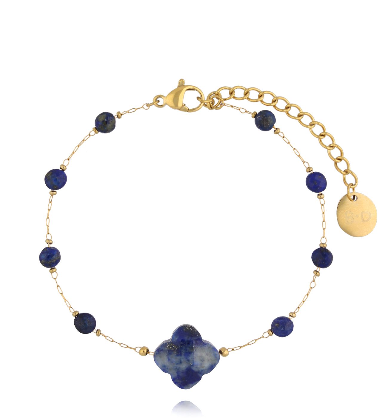 Bransoletka z koniczynką i lapisami - By Dziubeka