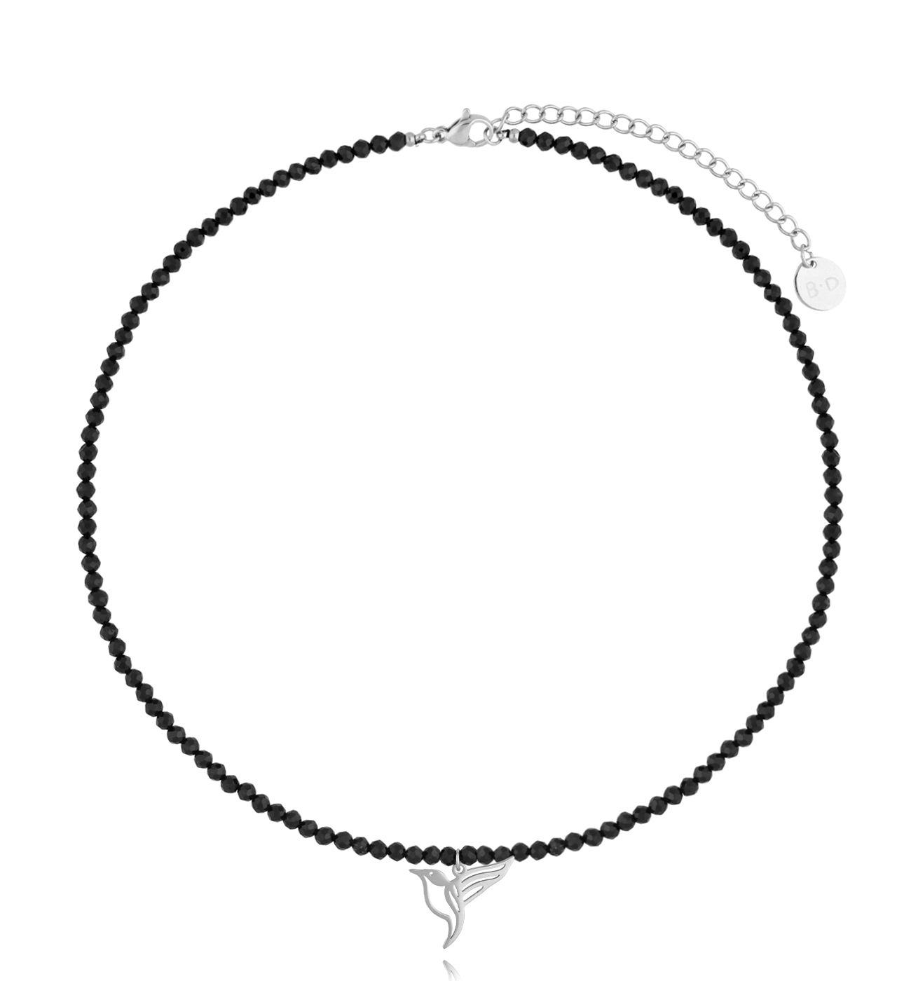 Naszyjnik z turmalinami i srebrnym ptaszkiem Fastvi - By Dziubeka