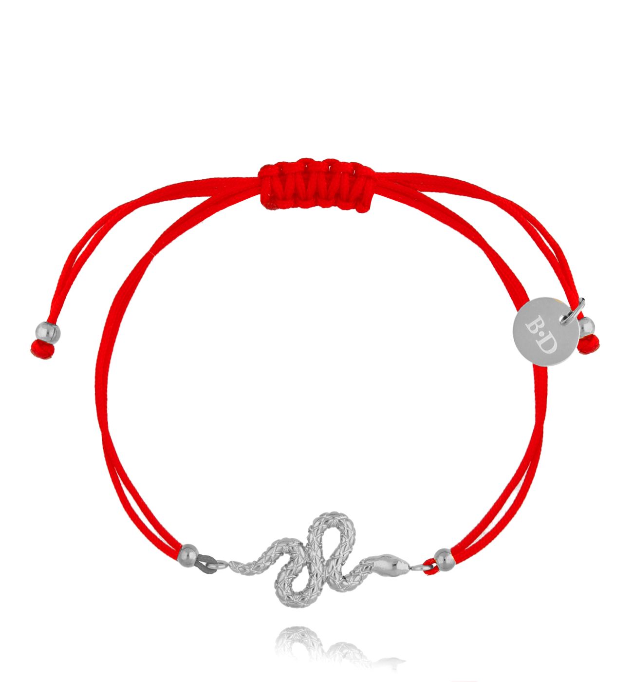 Bransoletka srebrna z czerwonym sznurkiem i wężem Snake BGL0696