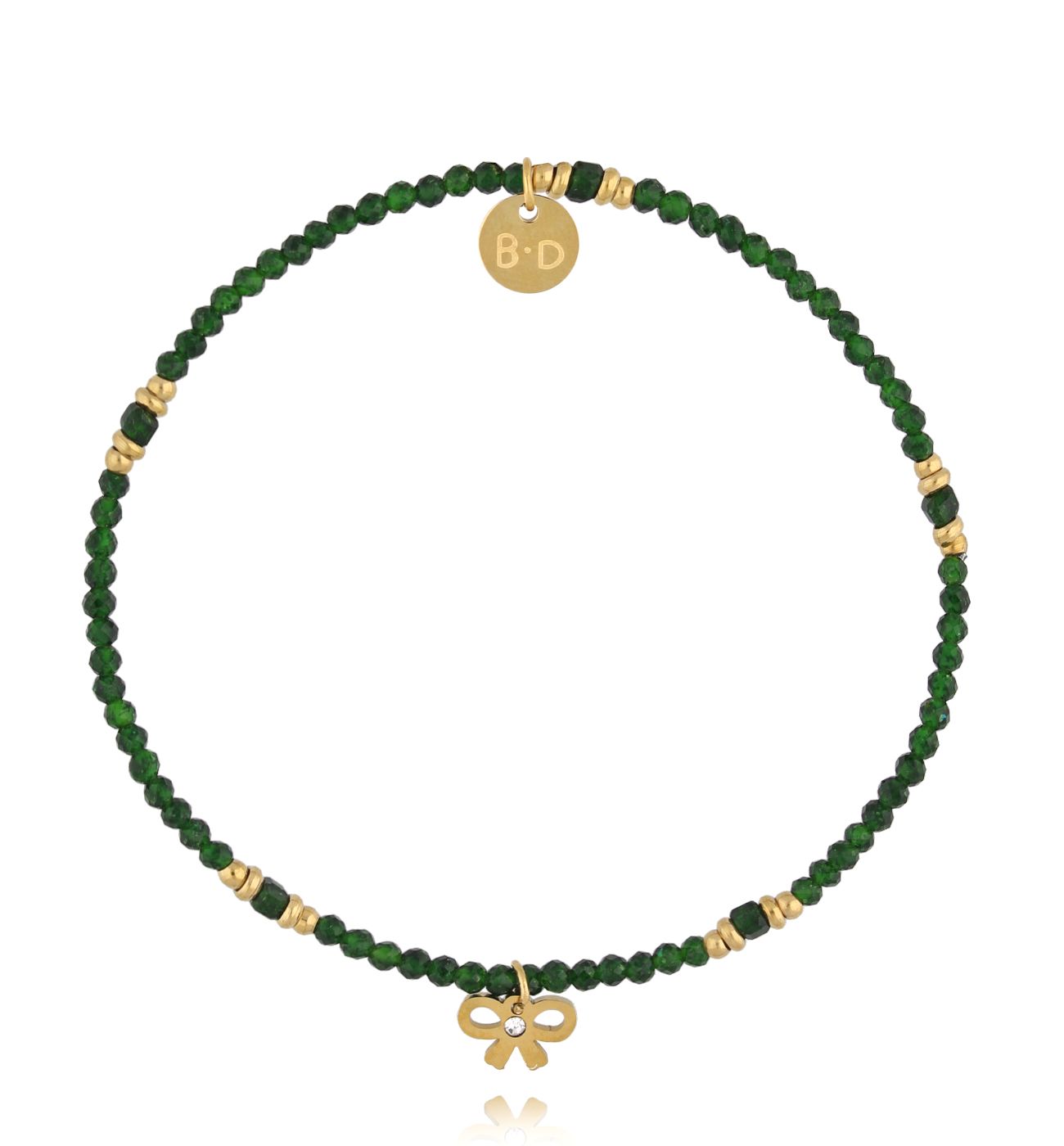 Bransoletka z zielonymi agatami i kokardką BTW3321