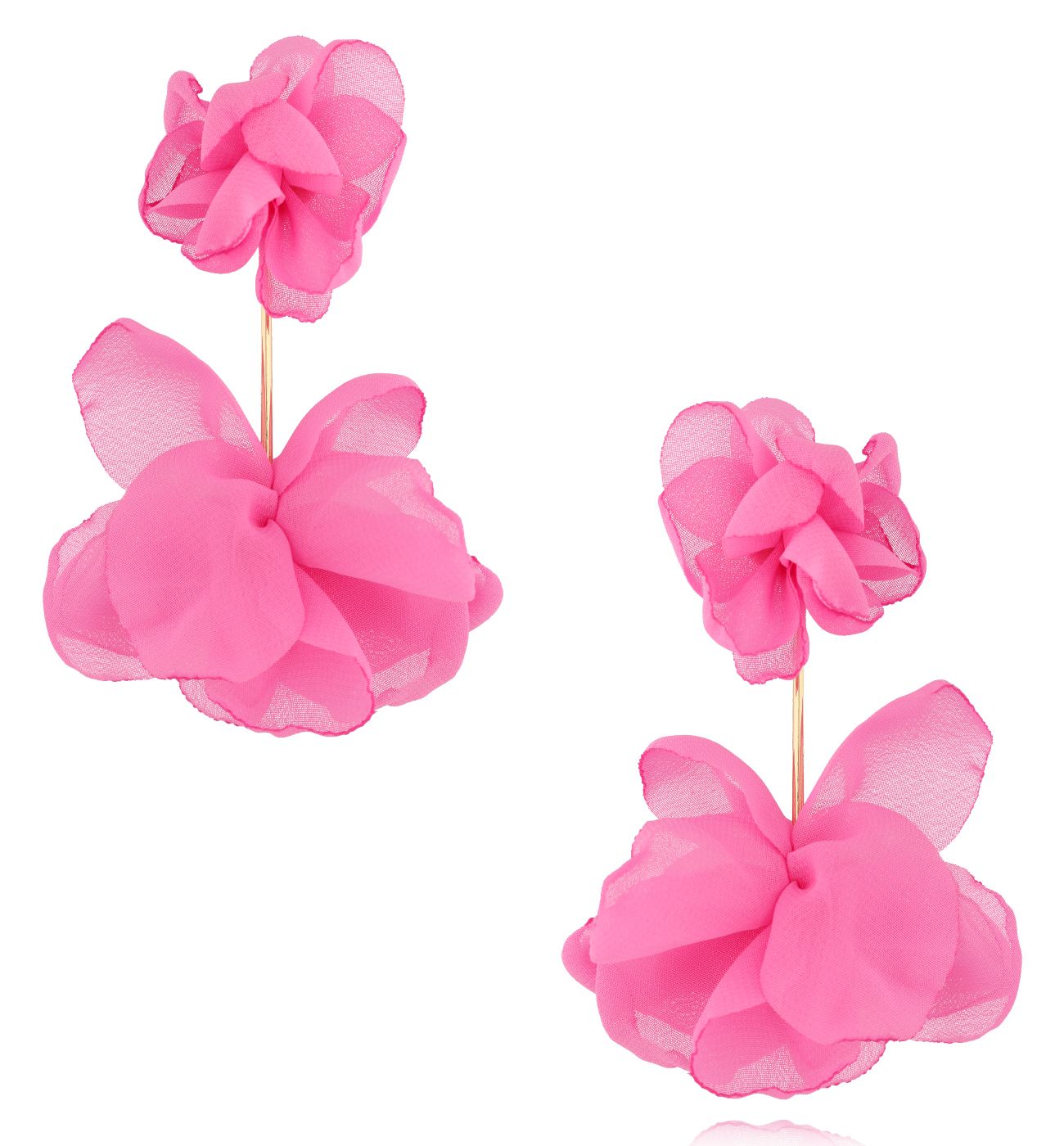 Kolczyki różowe długie materiałowe KBL1997