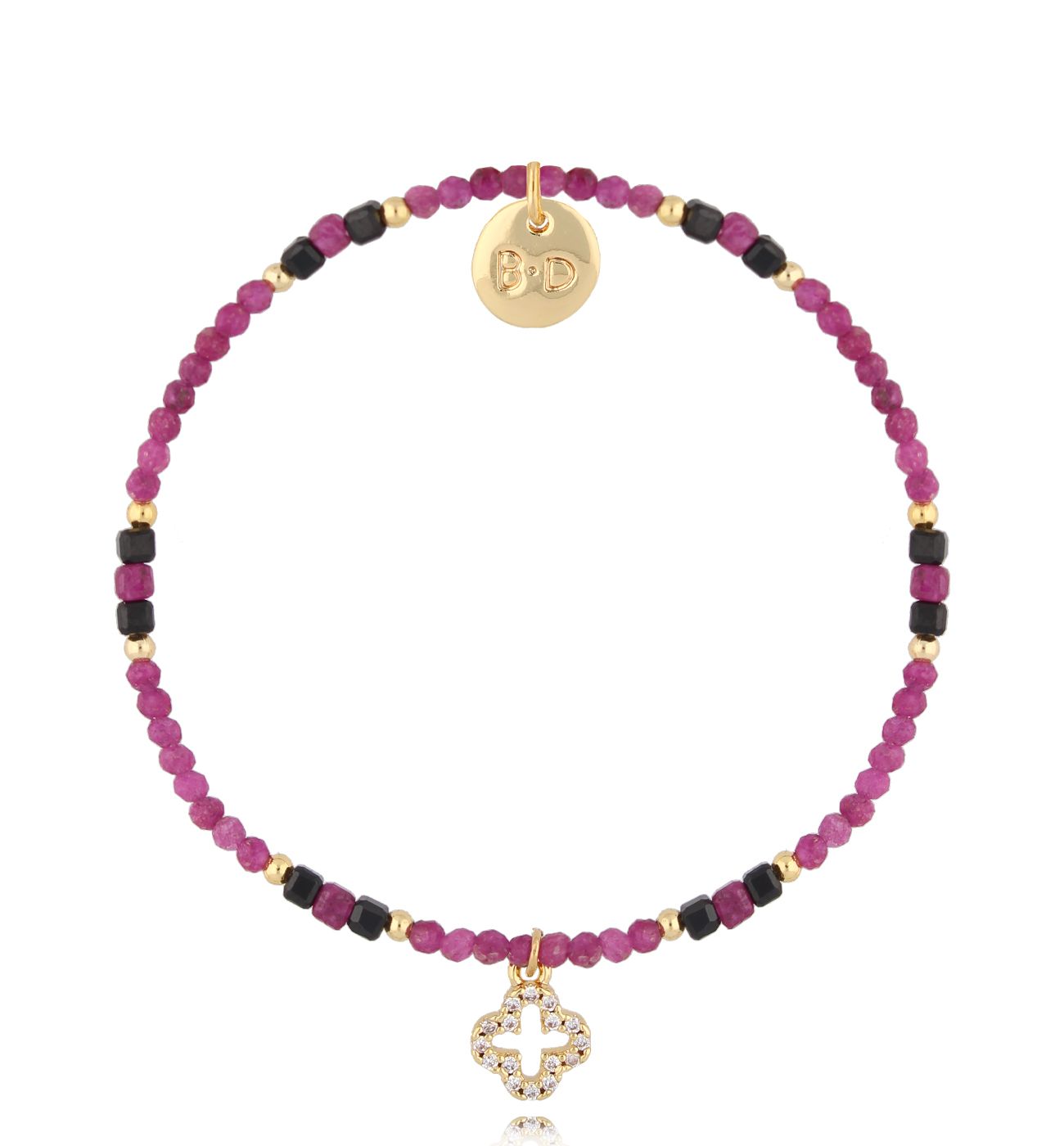 Bransoletka złota z rubinami i koniczynką BTW2793