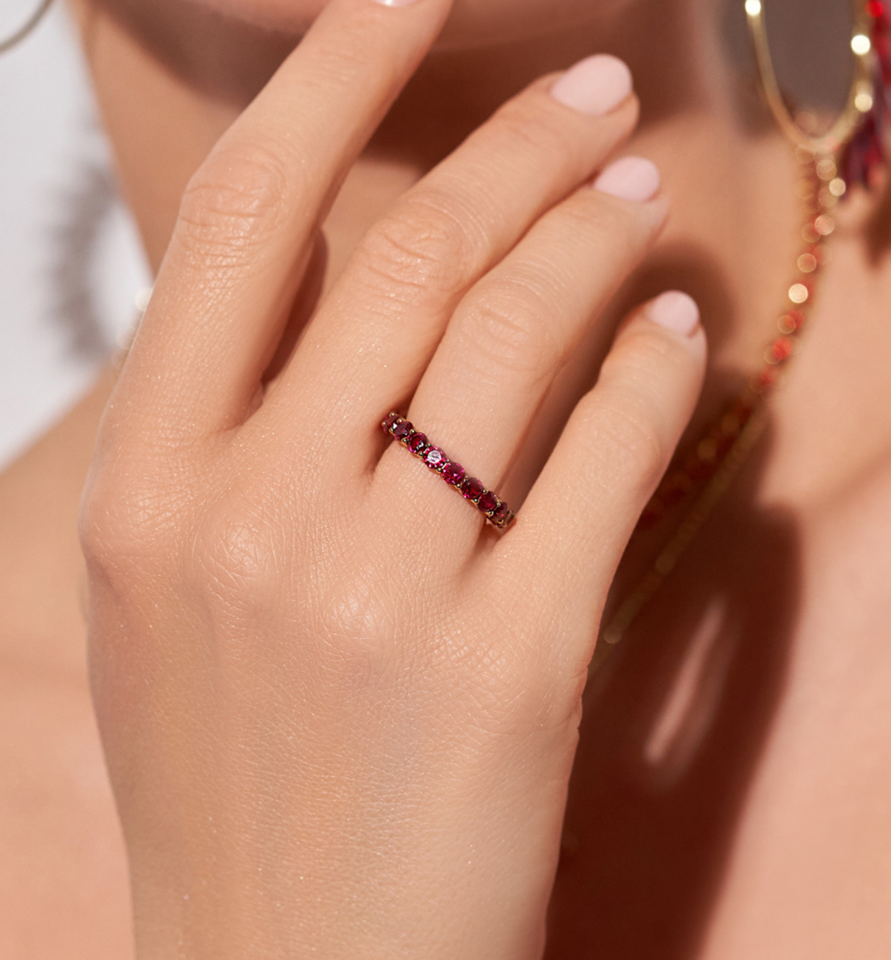 Pierścionek z bordowymi cyrkoniami Ophelia - By Dziubeka