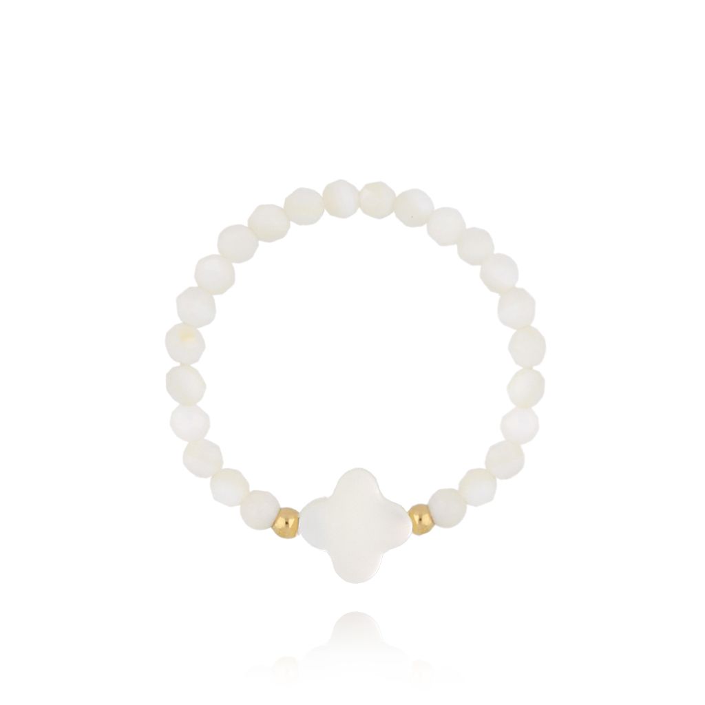 Pierścionek biały z koniczynką Bunny and Co PTW0396