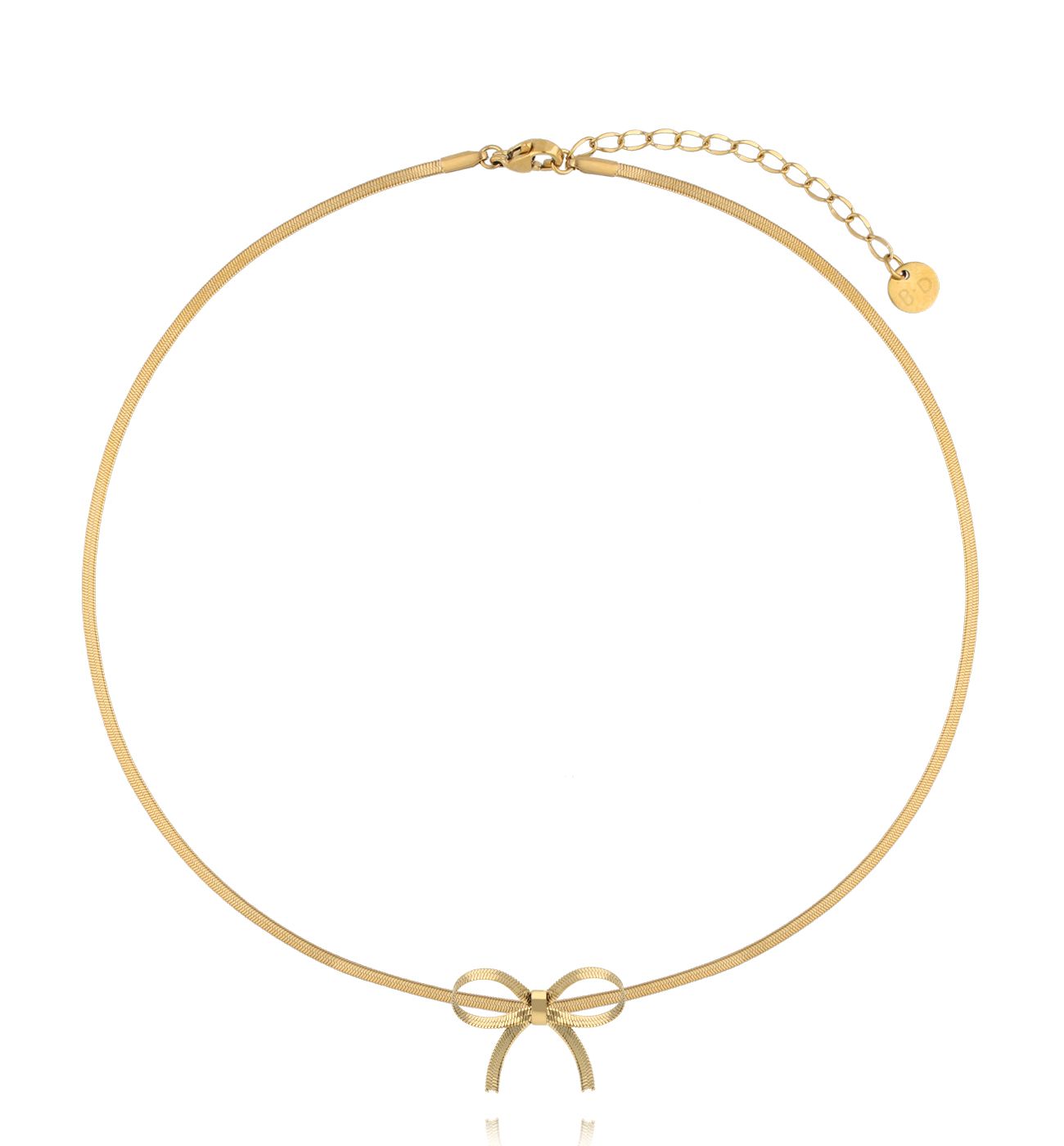 Naszyjnik żmijka z kokardką złoty NSY0477 - By Dziubeka