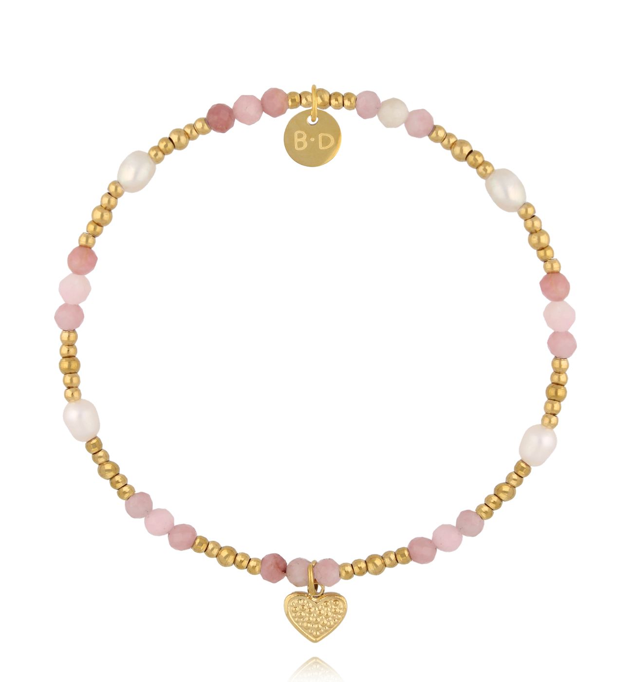 Bransoletka różowa z serduszkiem - By Dziubeka