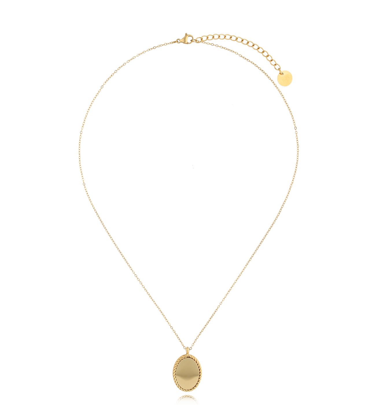 Naszyjnik złoty z owalną zawieszką Ida - By Dziubeka