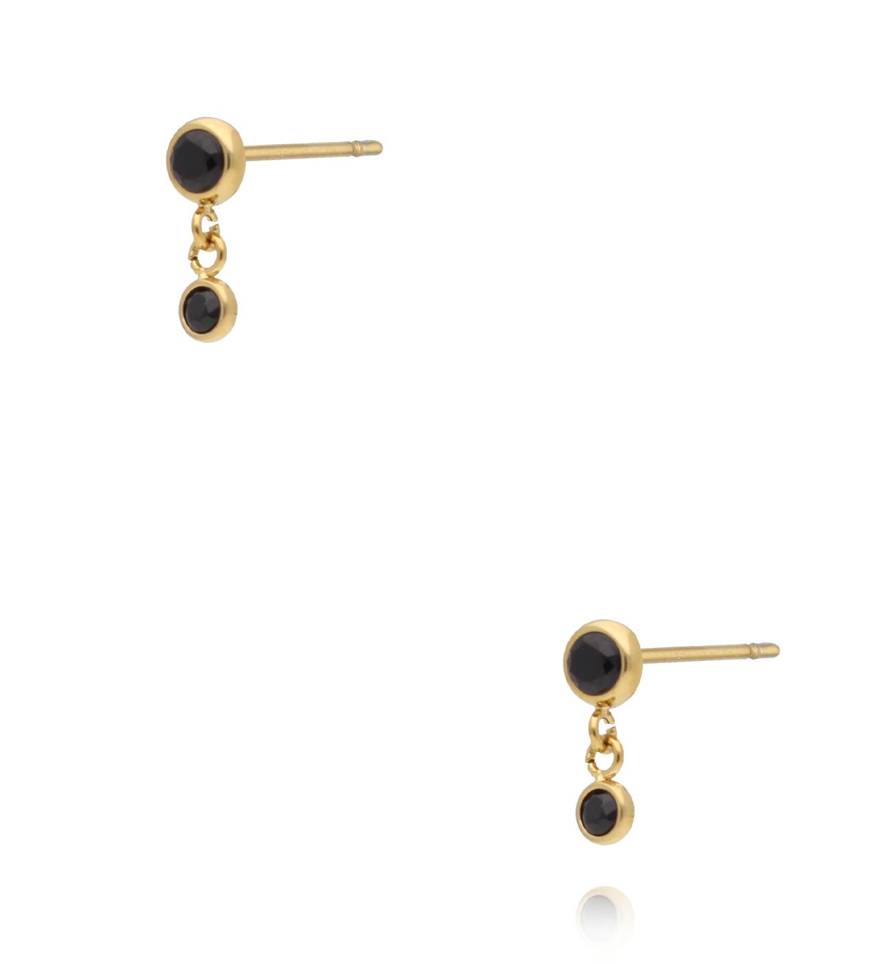 Kolczyki sztyfty z podwójną czarną cyrkonią - By Dziubeka