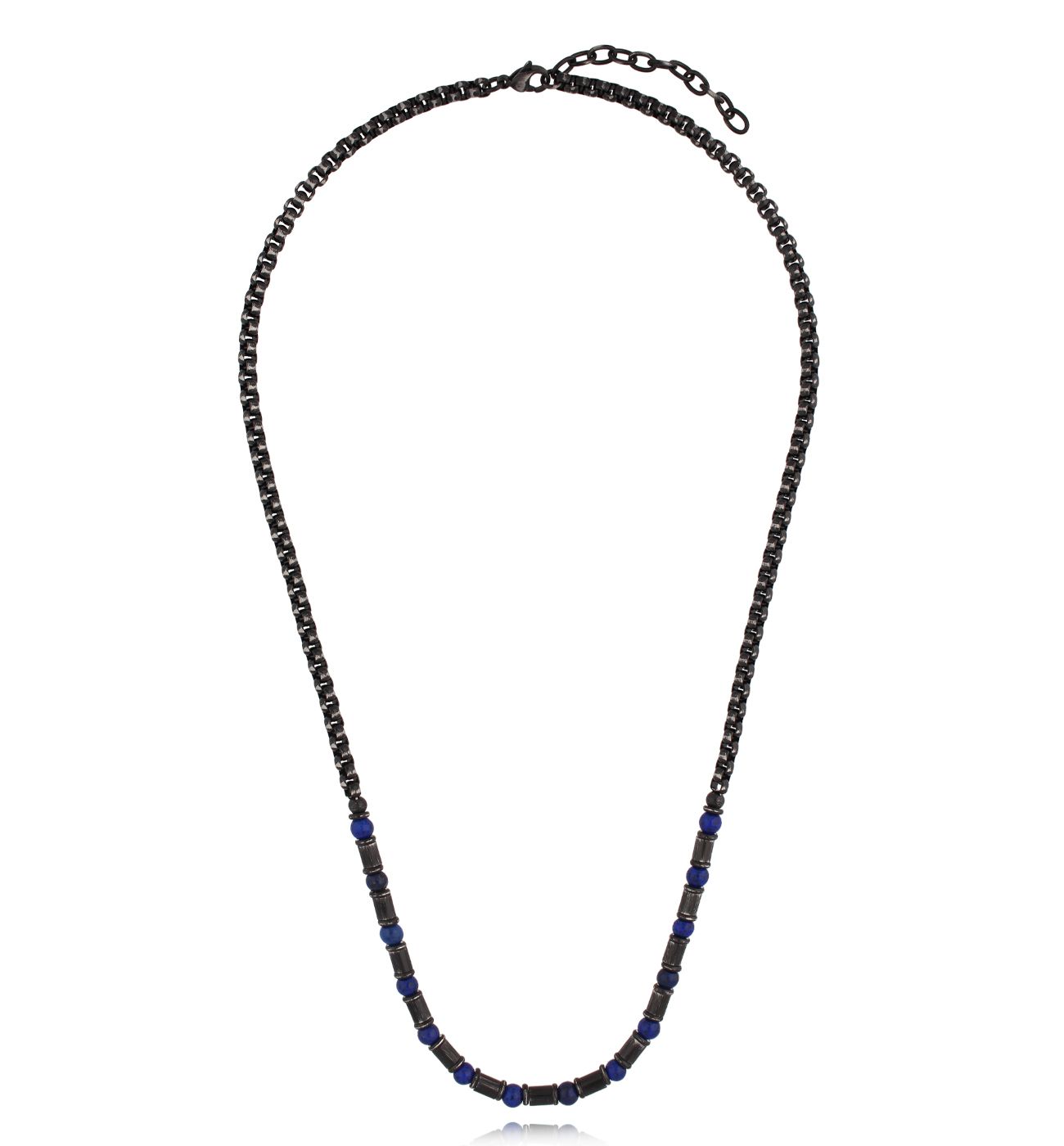 Naszyjnik męski z łańcuchem i lapisami - By Dziubeka