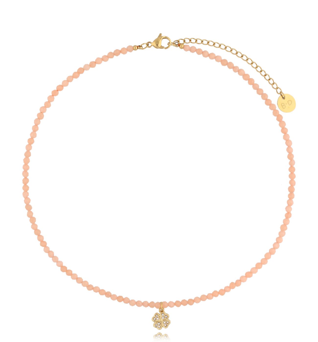 Naszyjnik brzoskwiniowy z koniczynką Alfdis NTW1166