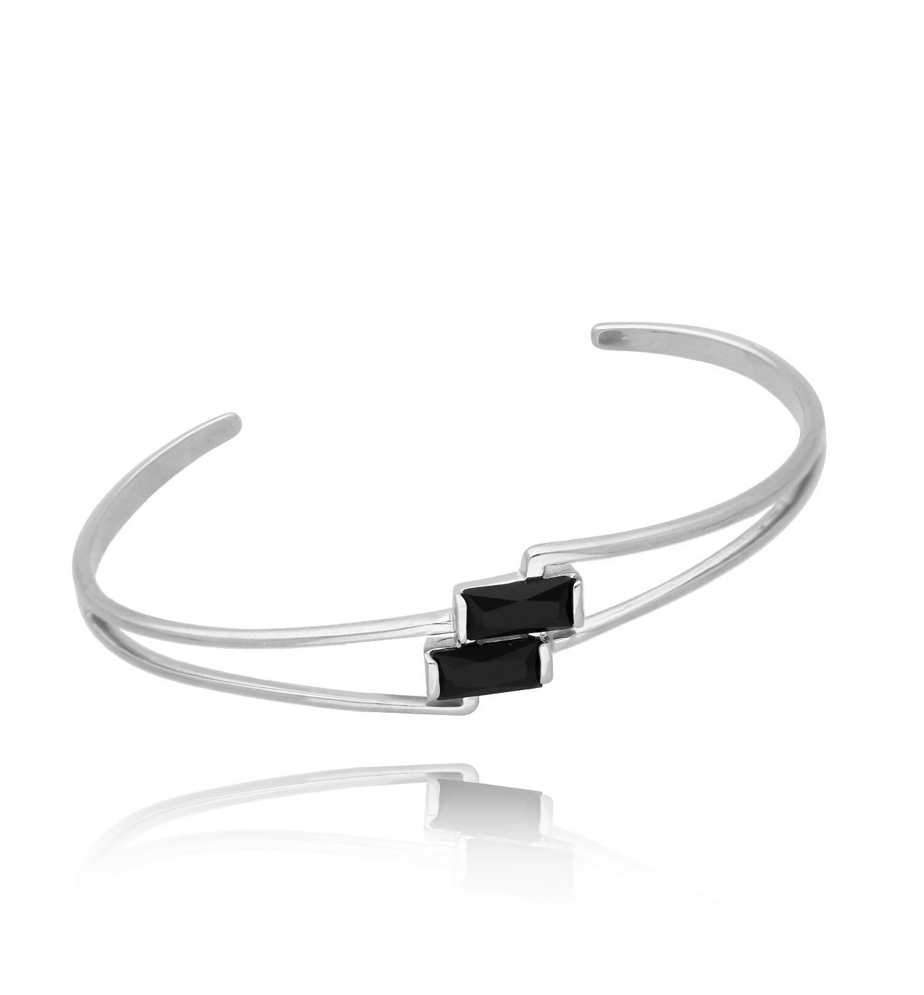Bransoletka srebrna obręcz z czarnymi kryształkami Adelaida BSE0150