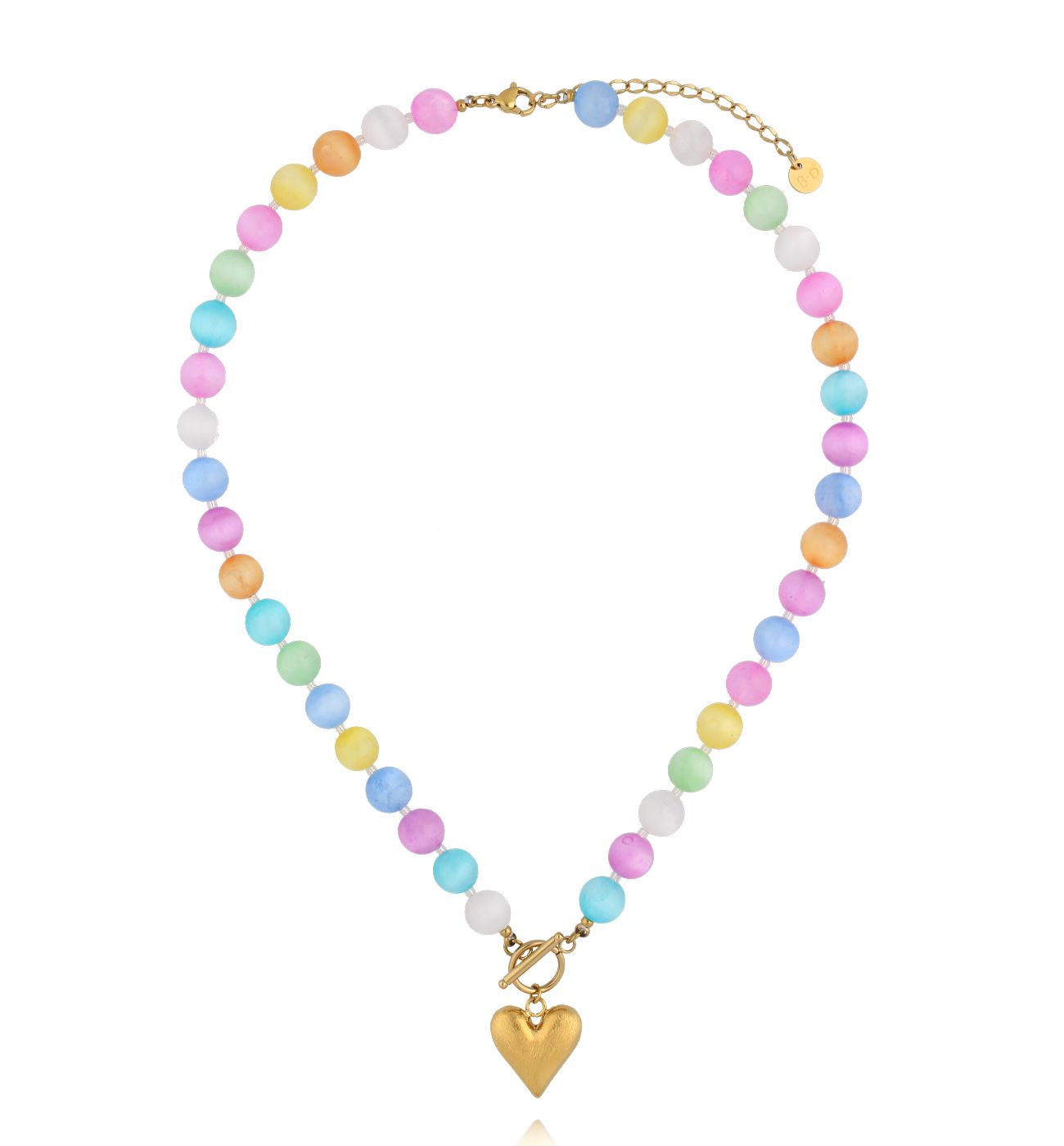 Naszyjnik z kolorowymi kamieniami i sercem - By Dziubeka