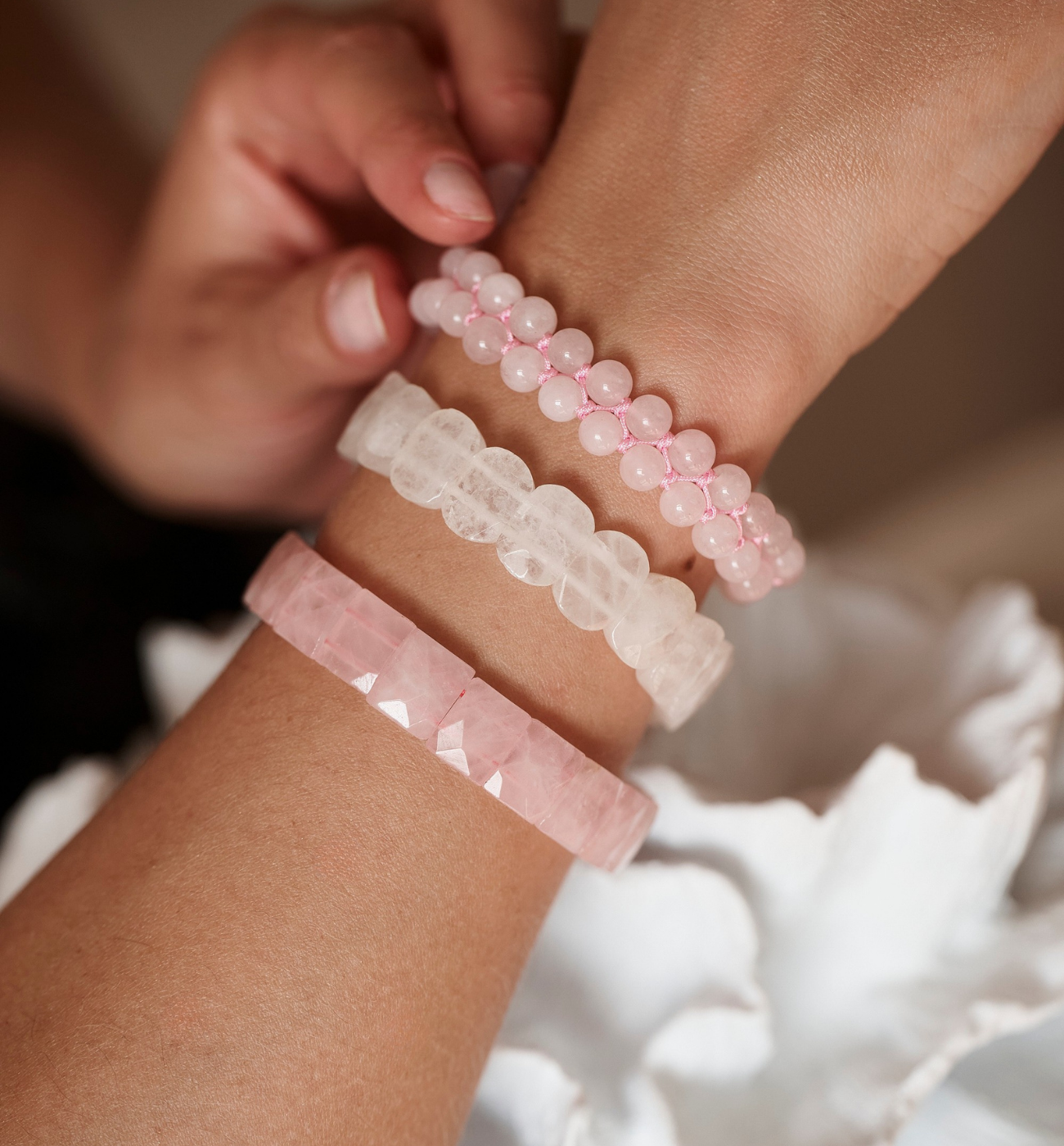 Zestaw różowych bransoletek z naturalnych kamieni ZN0040 - By Dziubeka