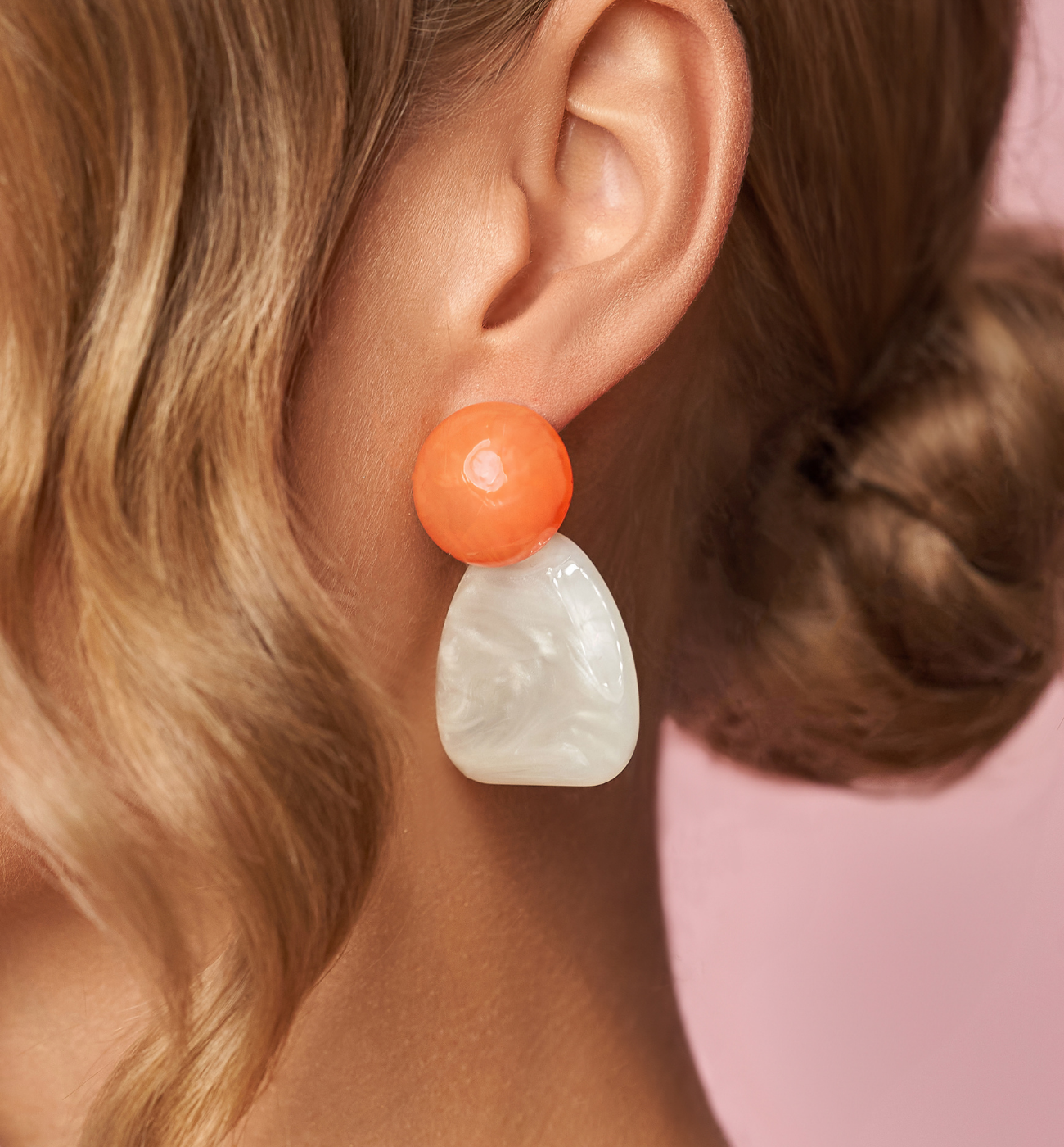 Kolczyki pomarańczowo białe Kigoma KZA0138 - By Dziubeka