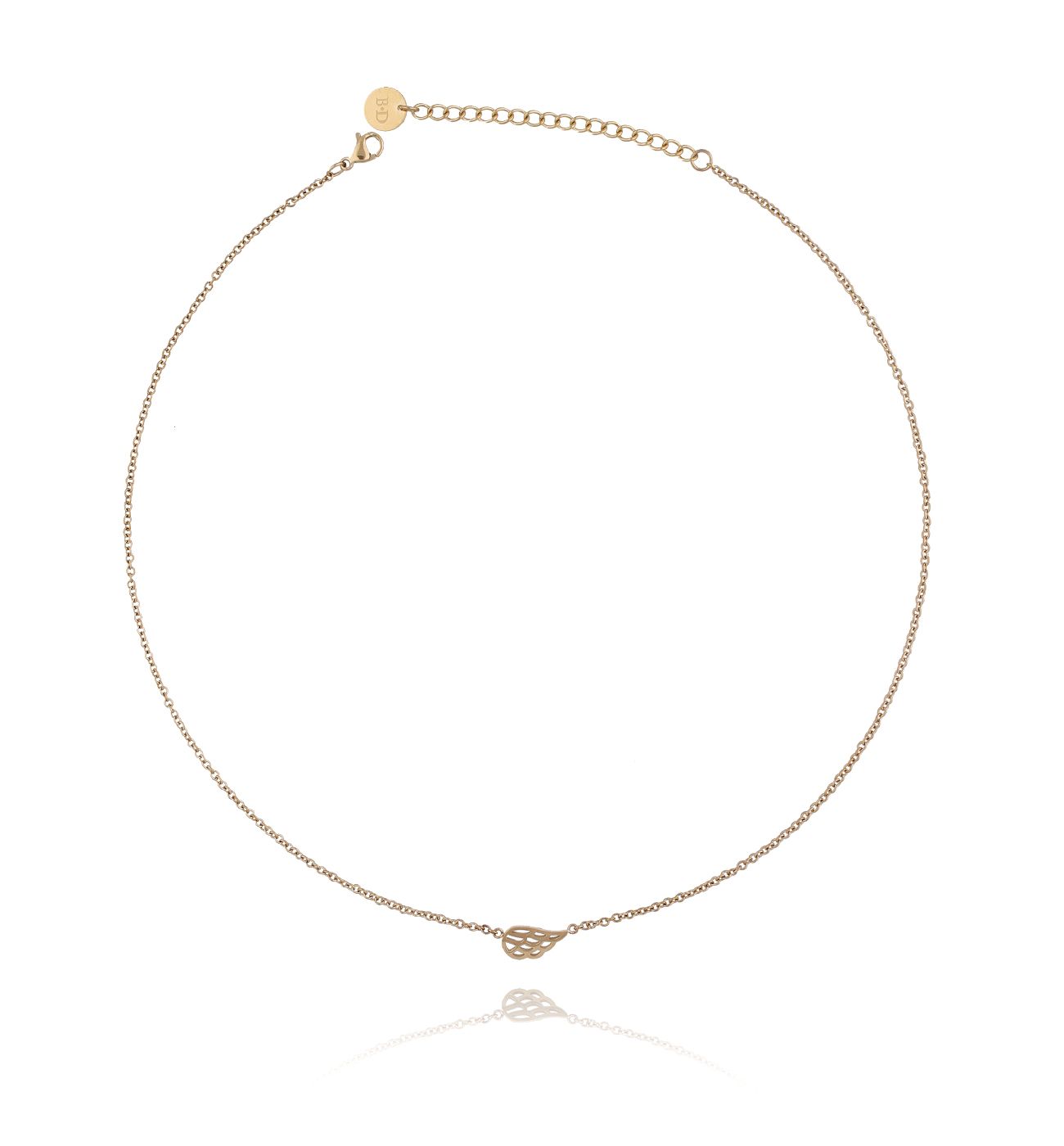 Naszyjnik złoty ze skrzydełkiem ze stali szlachetnej - By Dziubeka